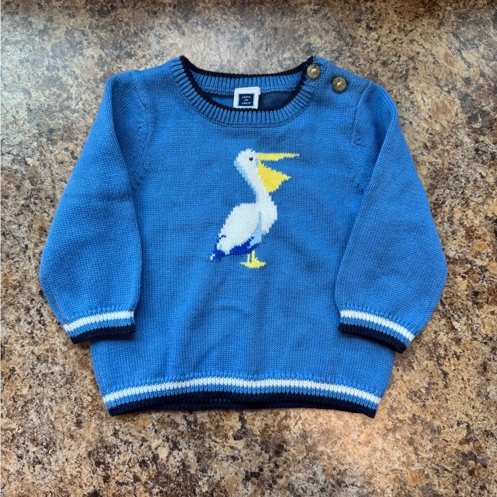 Janie and Jack Cornflower Blue Pelican Sweater